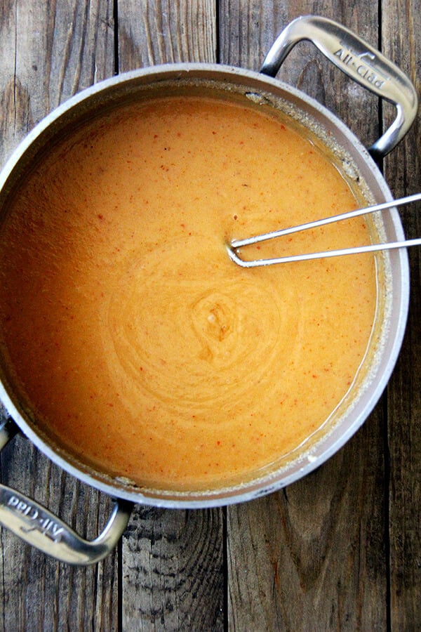 peanut sauce, cooked