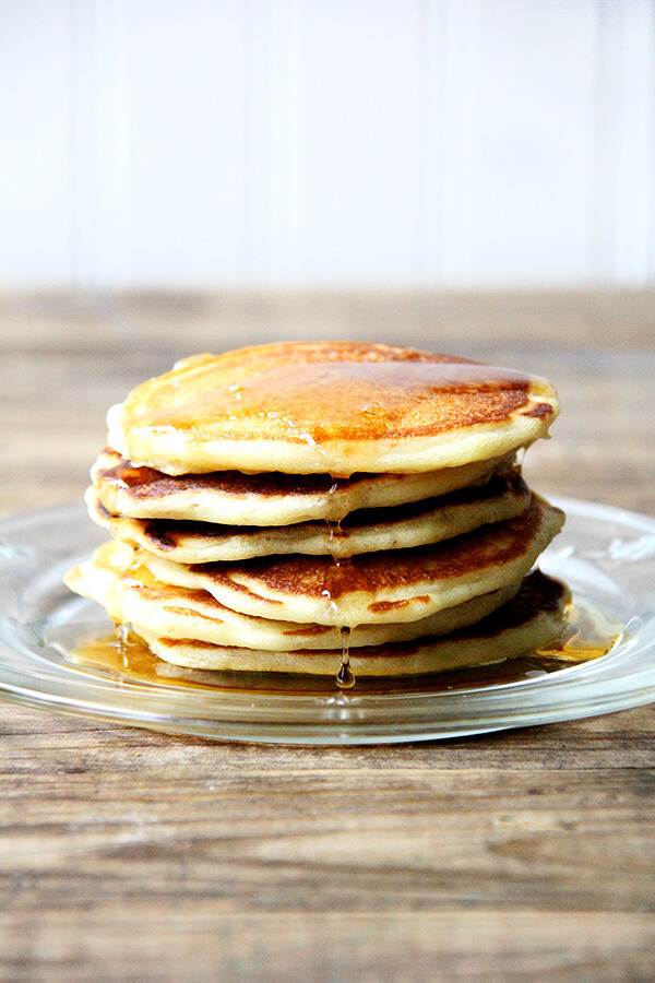 A stack of one-bowl buttermilk pancakes.