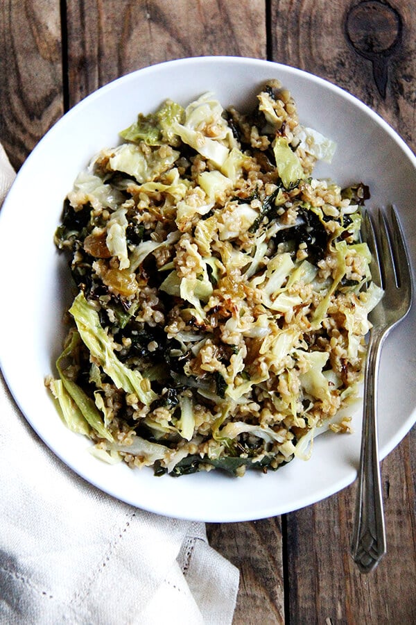 Freekeh Salad with Roasted Kale & Cabbage - Alexandra's Kitchen