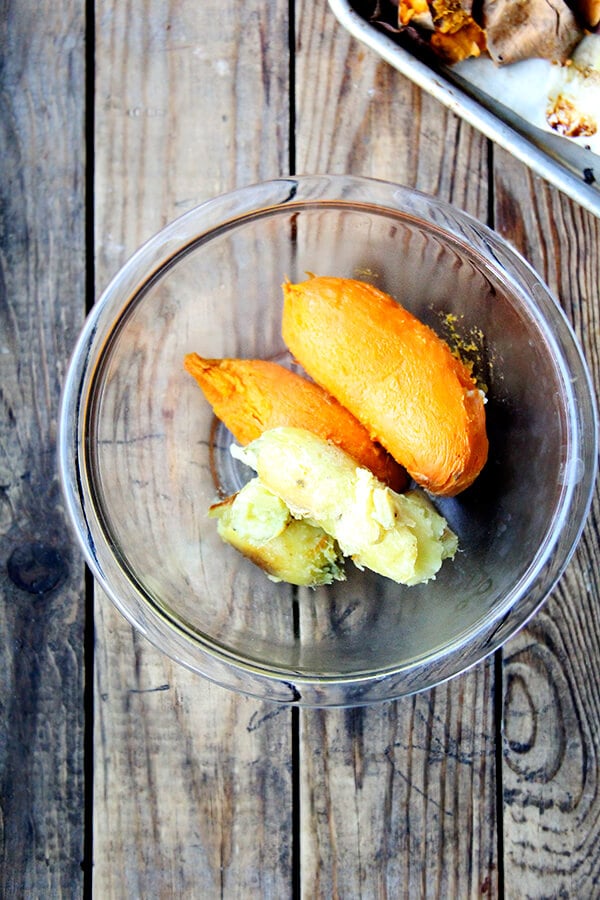 cooked sweet potatoes in a bowl