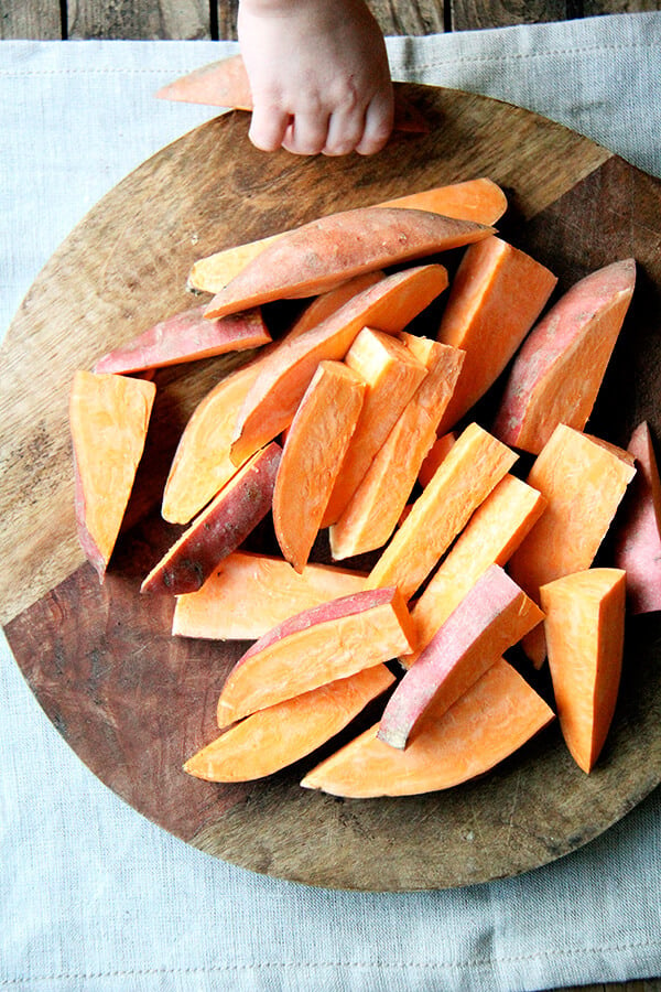 sweet potatoes, cut