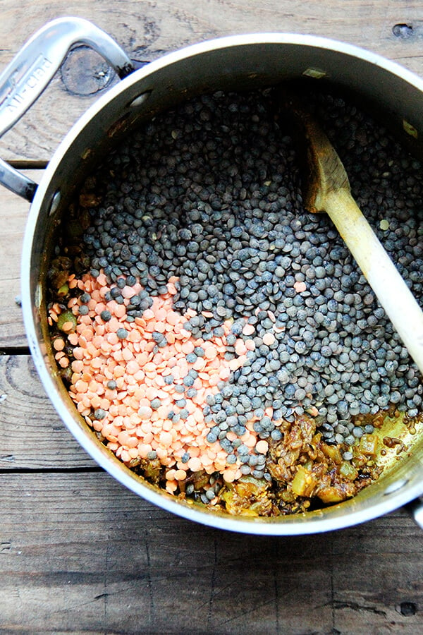 adding the lentils