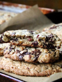 These giant chocolate chip cookies will put to use the many odd bags of nuts, dried fruit, chocolate chips, oats, and coconut flakes cluttering the cupboards. One that might just feed the neighborhood or sustain the kids for hours on a summer camping trip. // alexandracooks.com
