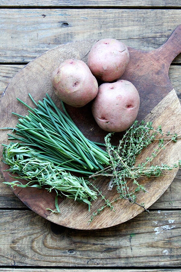 herbs and potatoes