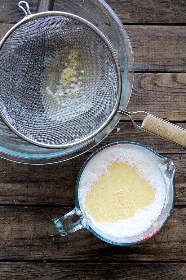 straining the custard