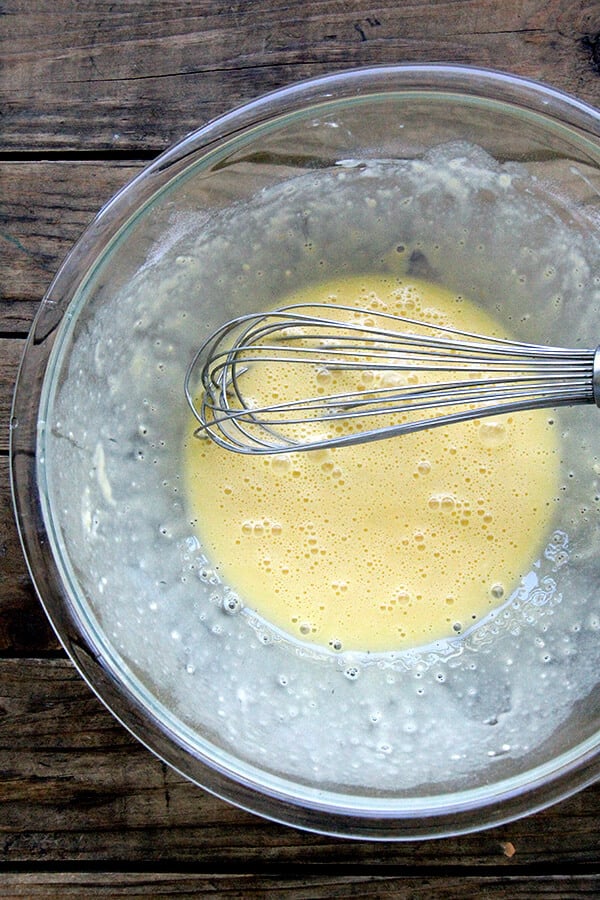 whisking the eggs