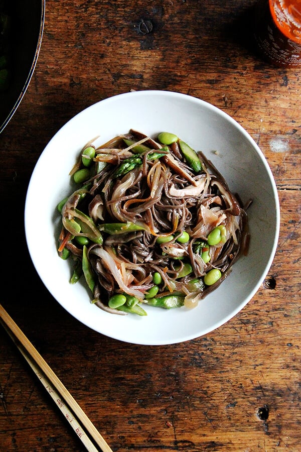 This vegetable chow mein is much more than a tasty-enough weeknight meal—it is a tangle of saucy noodles and vegetables, and it’s fast becoming a family favorite. It works as well with spaghetti as with soba noodles, with asparagus as with broccoli, with or without protein. Moreover, the adaptations are endless // alexandracooks.com