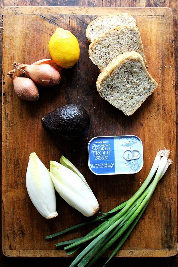 ingredients for smoked trout salad