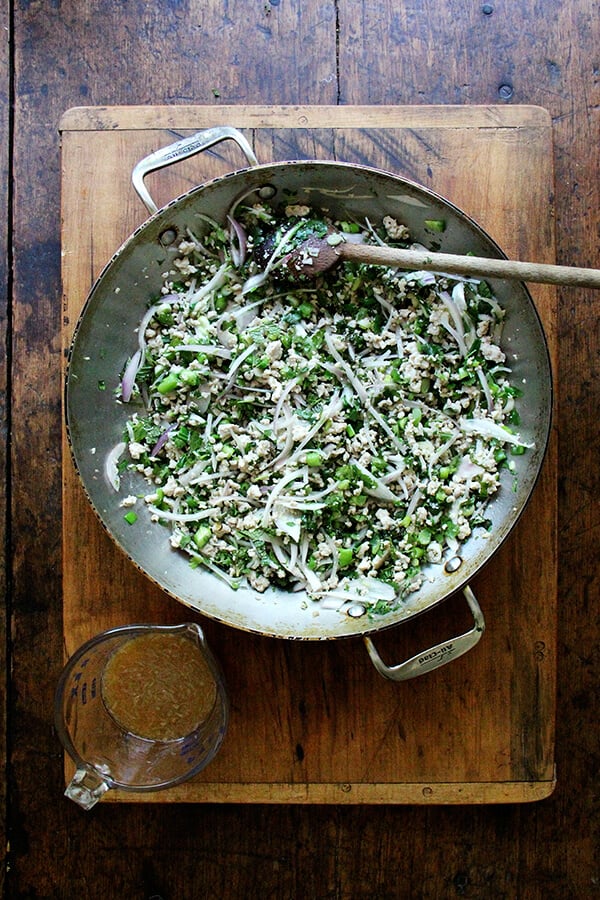 Larb, the Thai chicken salad loaded with fresh herbs, shallots, and chilies, is so good. At once refreshing, spicy, and satisfying. A perfect meal for hot summer nights. // alexandracooks.com