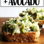 Smoked trout and avocado salad toasts.