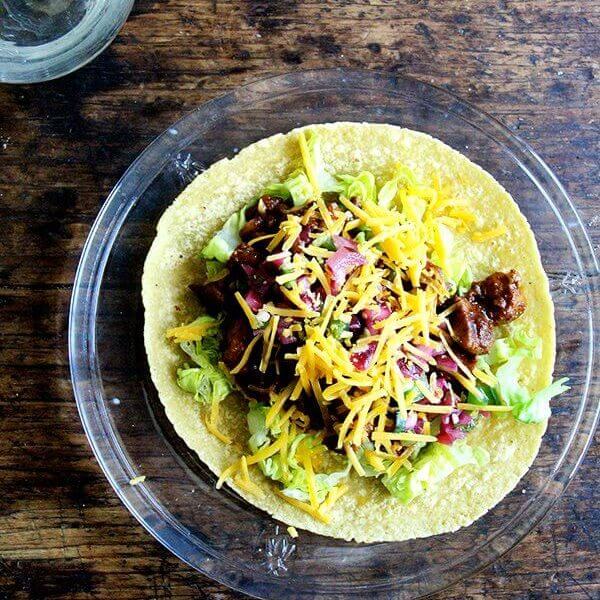 A plate of simple beef tacos.