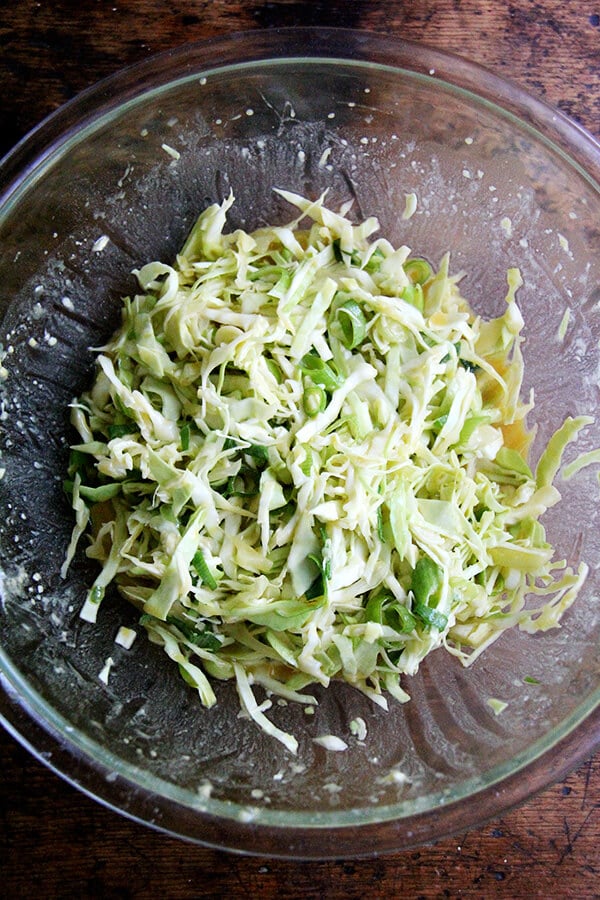 okonomiyaki batter in a large bowl