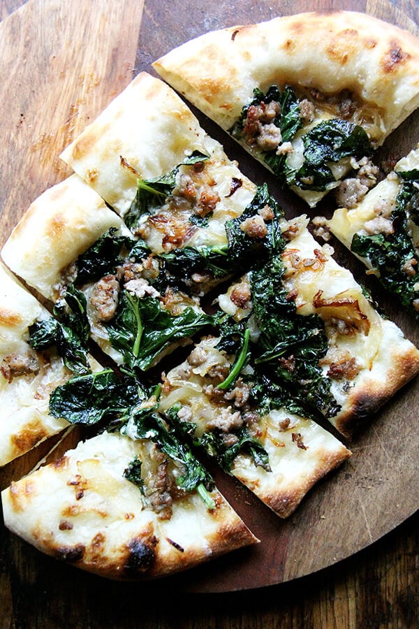 Here are recipes for three summer pizzas — peach and basil, broccoli rabe and sausage, and roasted red pepper and tomato — plus a few pizza-making tips. And even in the summer heat, each colorful crème fraîche-slicked pie makes every second spent in my sultry kitchen well worth it. // alexandracooks.com