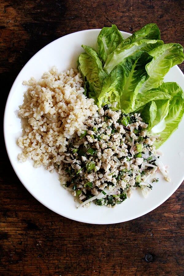 Larb, the Thai chicken salad loaded with fresh herbs, shallots, and chilies, is so good. At once refreshing, spicy, and satisfying. A perfect meal for hot summer nights. // alexandracooks.com