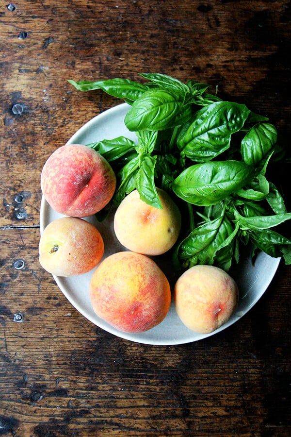 peaches and basil