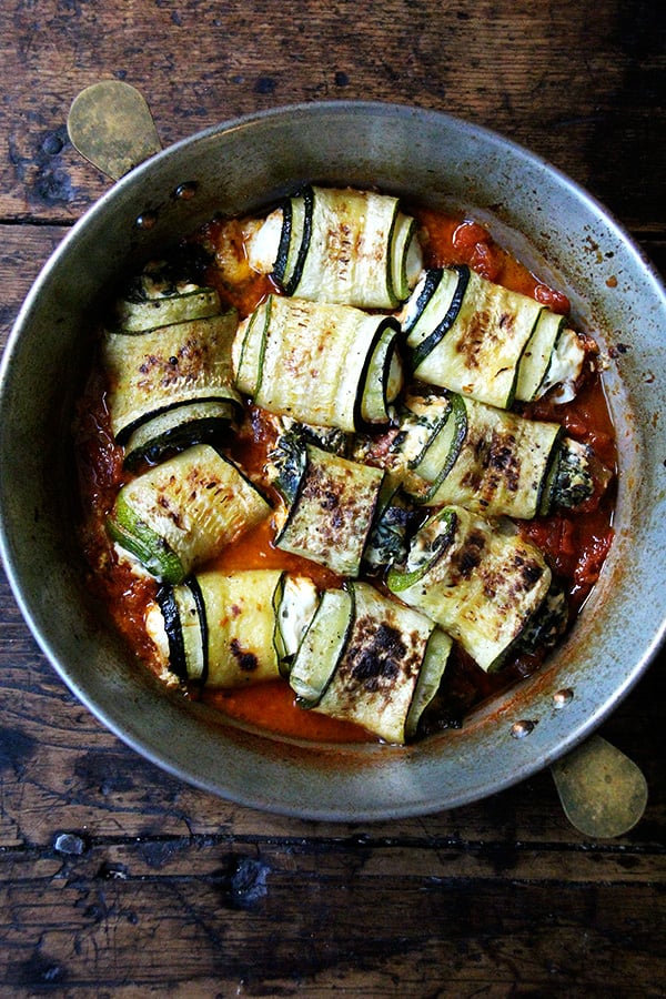 zucchini involtini, just baked