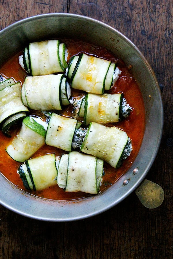 zucchini involtini, ready for the oven