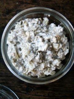 A bowl of apple pie overnight oats.
