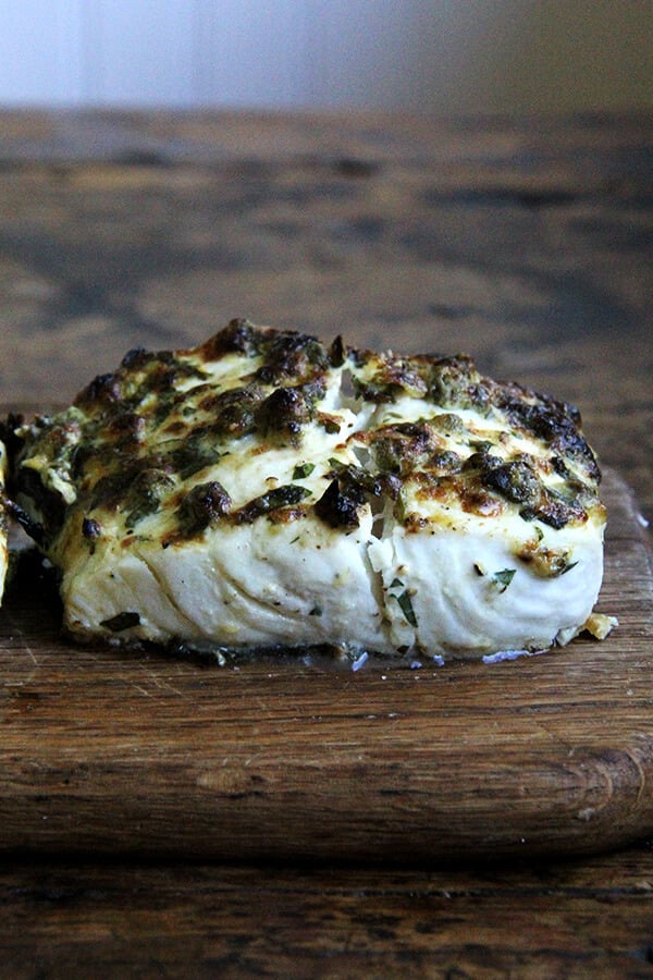 pan-broiled halibut