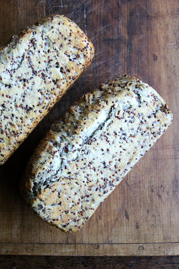 quinoa and flax bread, cooling