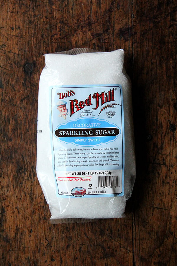 A bag of Bob's Red Mill decorative sparkling sugar.