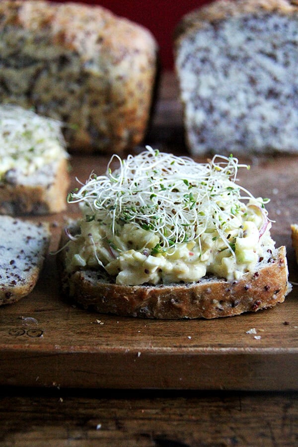 apple-egg salad toast