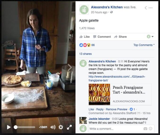 Facebook live video demonstrating how to make apple-frangipane galette.