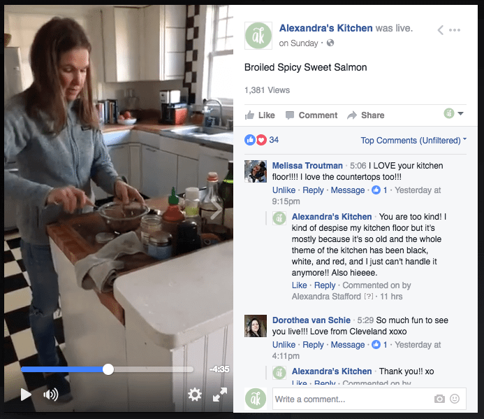 Facebook Live broiled salmon