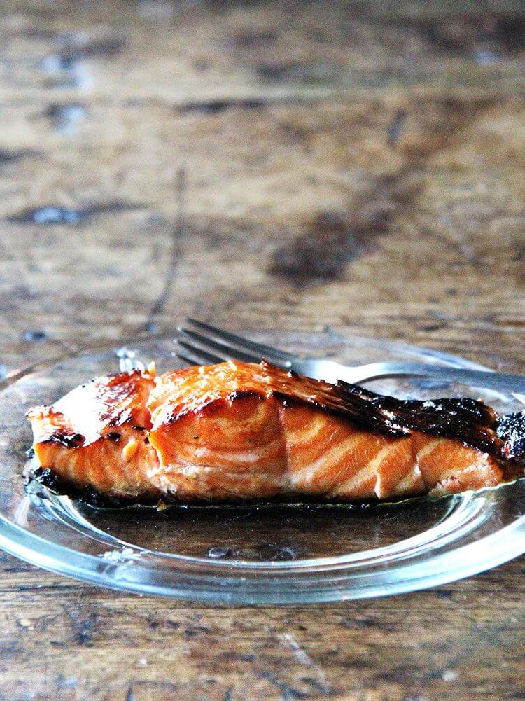 A plate of ginger-soy salmon.