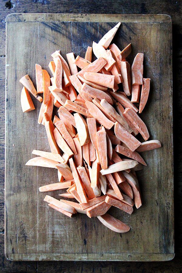 cut sweet potatoes