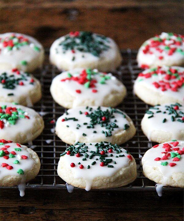 Classic Cream Cheese Cut-Out Cookies on a cooling rack.