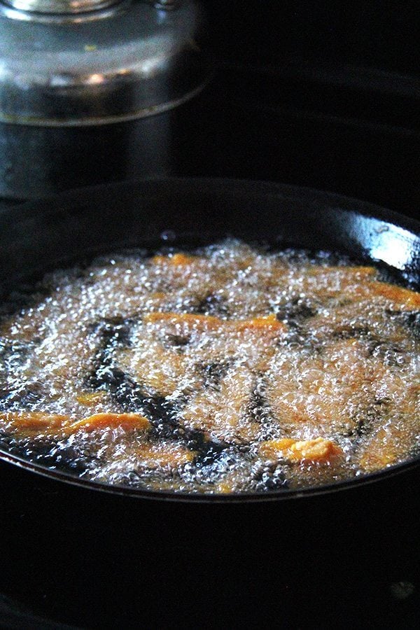 frying sweet potatoes