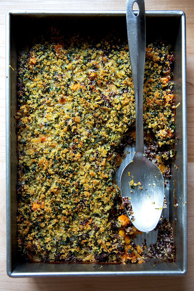 quinoa bake with roasted butternut squash and onions