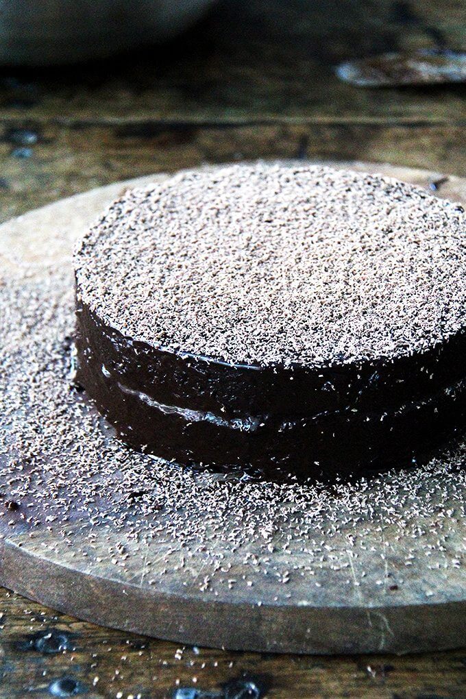 This double chocolate cake is made with buttermilk (magic!), oil (as opposed to butter), lots of cocoa powder, and coffee, if you wish, which intensifies the chocolate flavor. Yum. // alexandracooks.com