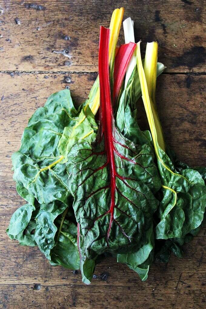 A head of Swiss chard.