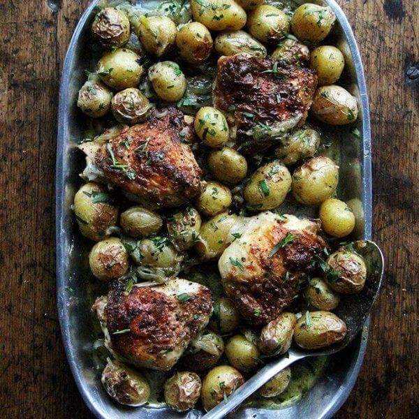 Whole Roasted Chicken with Potatoes (One Pan Recipe) - Foolproof