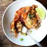 A bowl of no-fuss, chicken enchilada casserole.