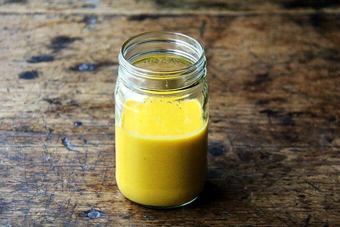 The carrot-miso dressing all bottled up. 