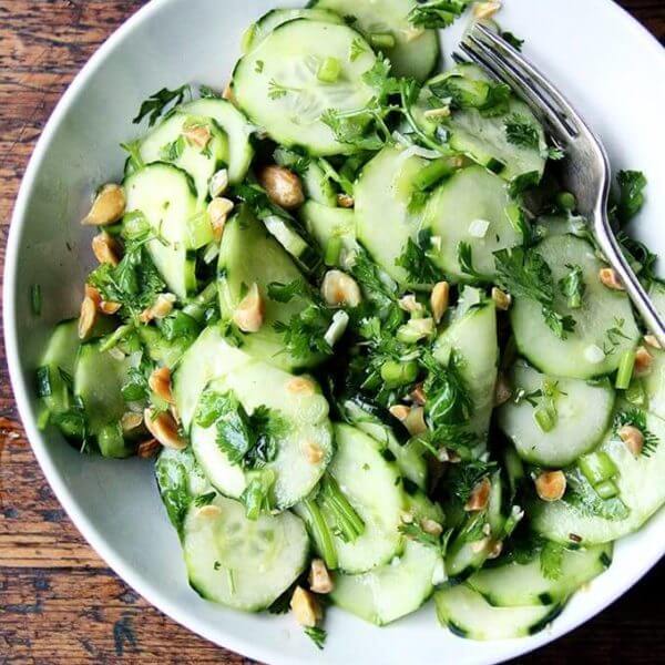 A bowl of Vietnamese cucumber salad.