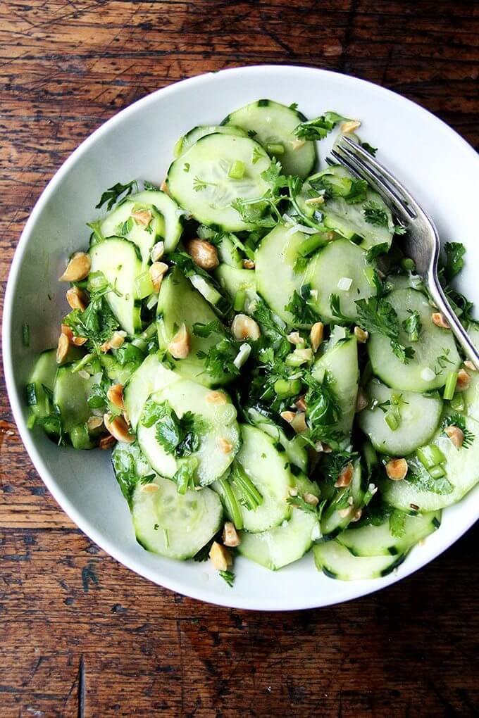 A bowl of Vietnamese cucumber salad.