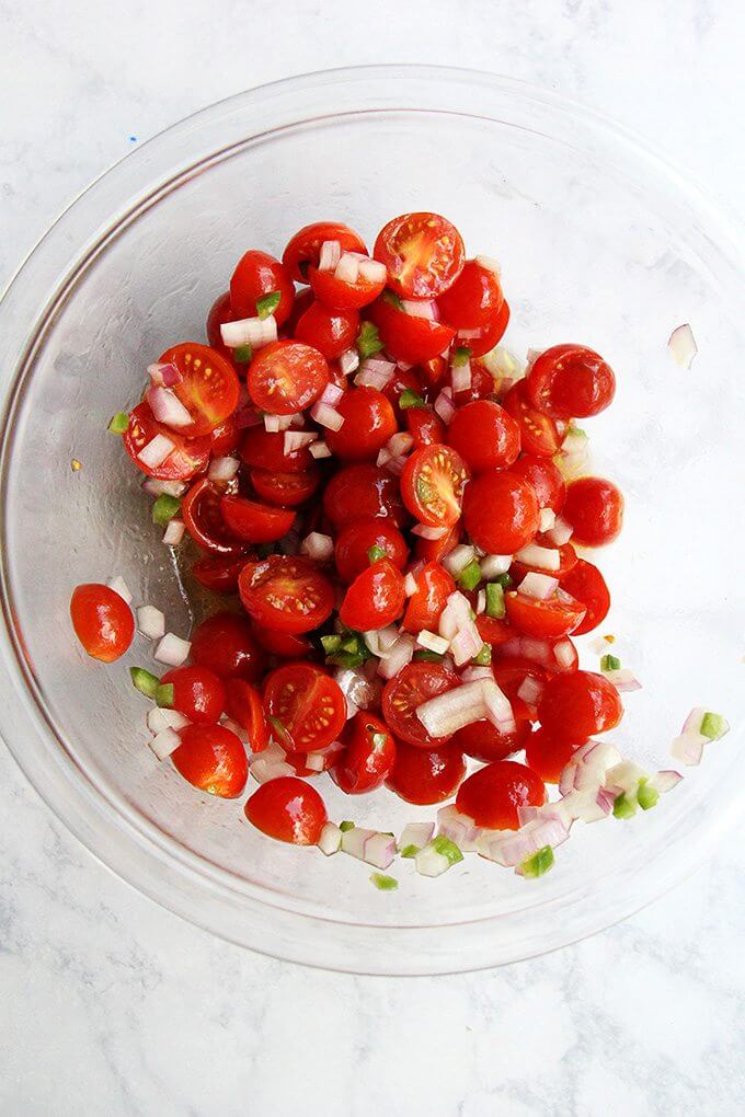 a bowl of tomato salsa
