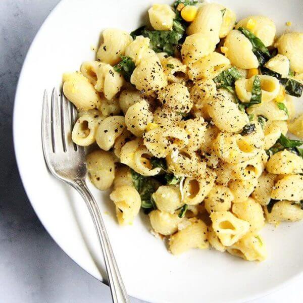 A bowl of corn pasta.