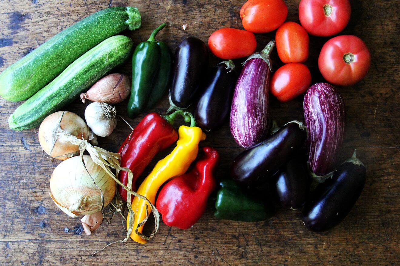 A board of vegetables.