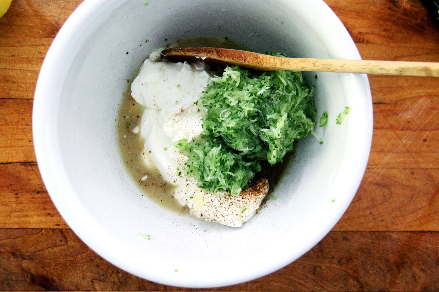 tzatziki ingredients in a bowl