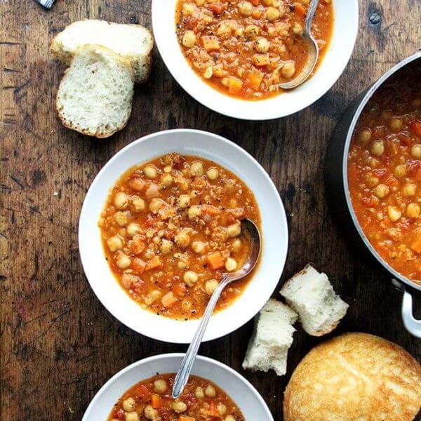 Curried chickpea and lentil soup.