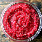 An overhead shot of a no-cook easy cranberry sauce.