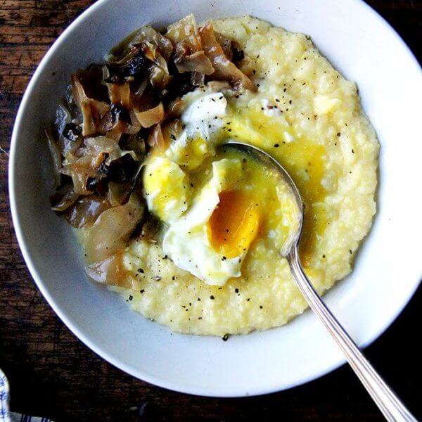 A bowl of oven-roasted polenta.