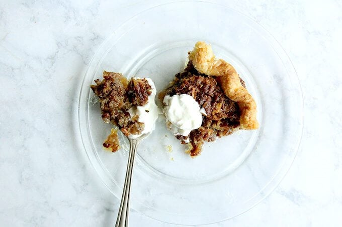 slice of bourbon pecan pie (no corn syrup)