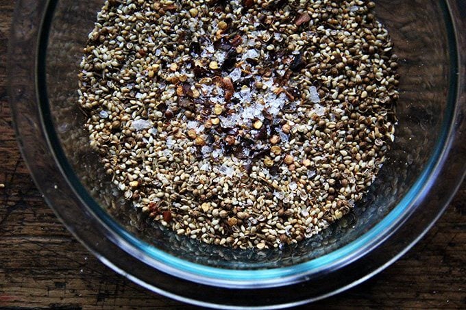 A bowl of nut-free dukkah.