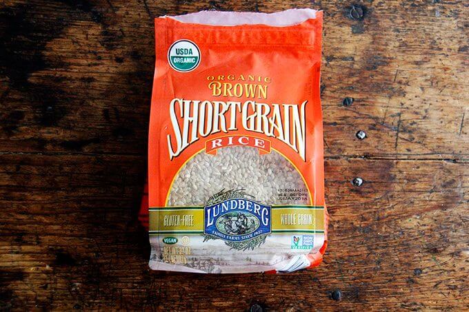 A bag of Lundberg organic, short grain brown rice.